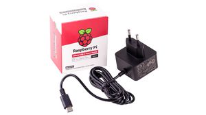 Raspberry Pi - laddare, 5 V, 3 A, USB typ C, EU-kontakt, svart